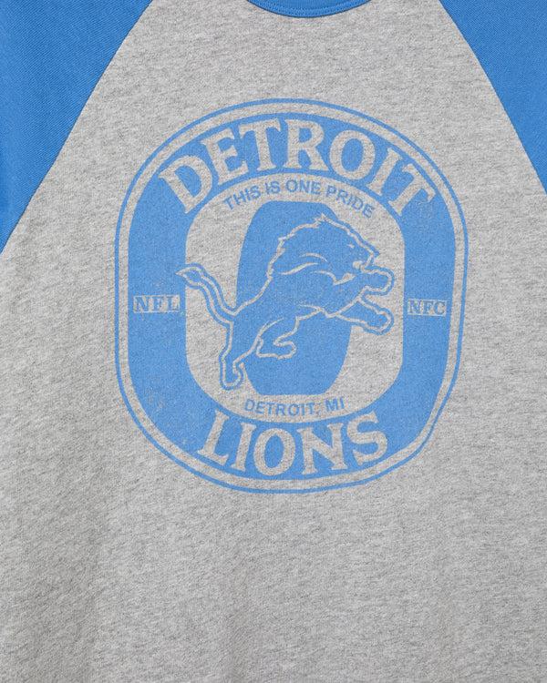 Junk Food Clothing Detroit Lions Elite Raglan Heather Grey/Lions Blue