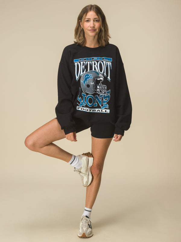 Junk Food Clothing Detroit Lions Helmet Flea Market Crew Black