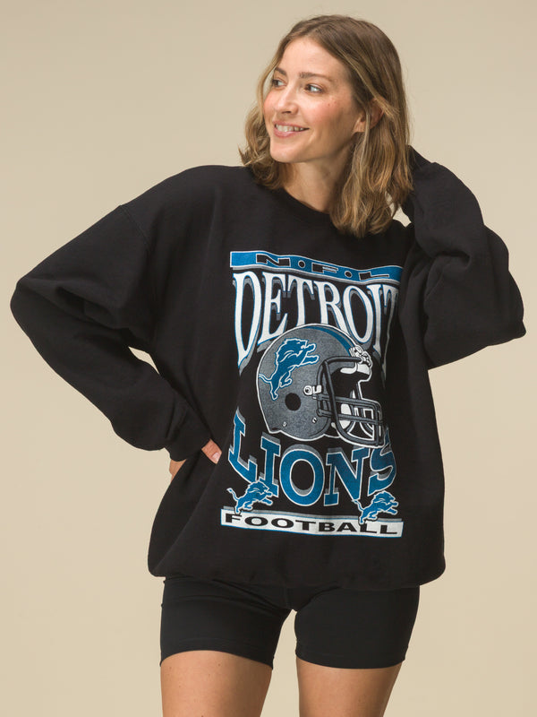 Junk Food Clothing Detroit Lions Helmet Flea Market Crew Black
