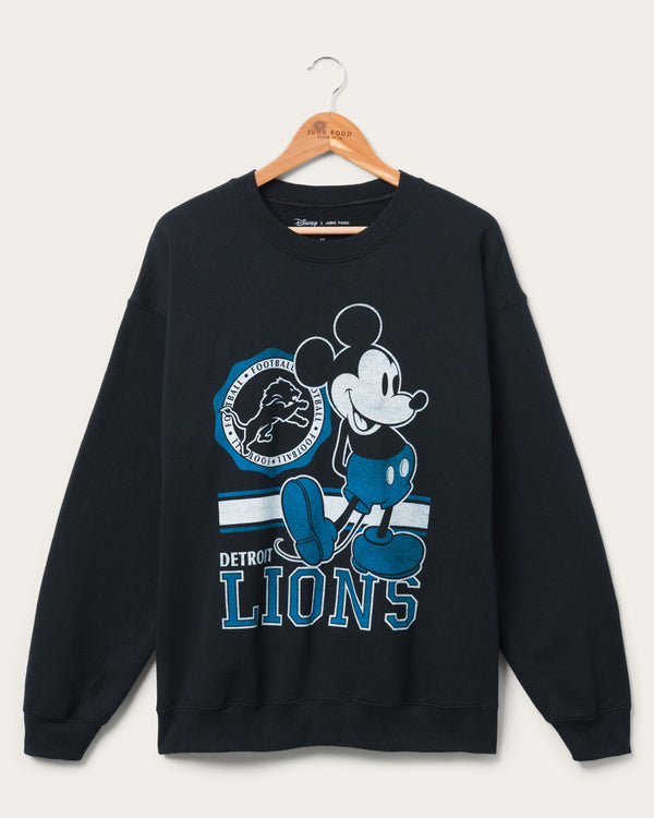 junk food clothing Detroit Lions Mickey Crew Fleece Black