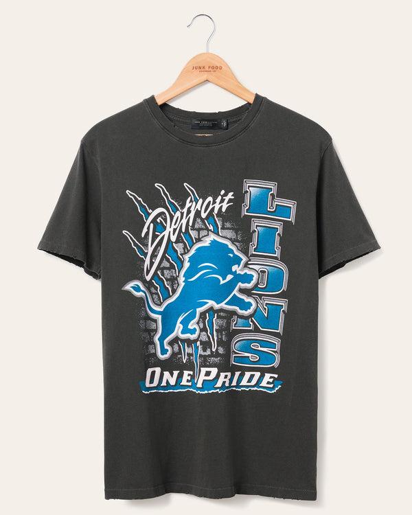 junk food clothing Detroit Lions One Pride Vintage Tee True Black