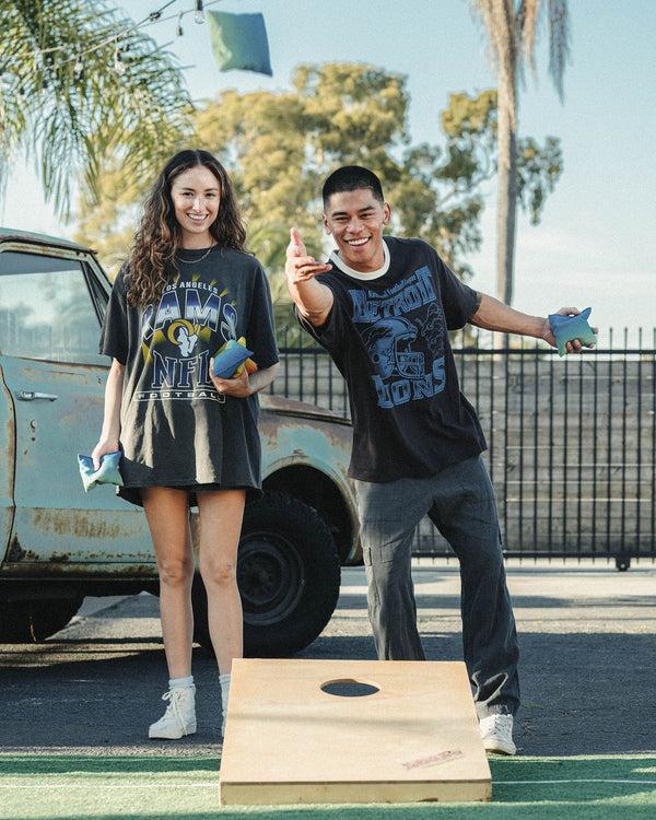 Junk Food Clothing Detroit Lions Oversized Ringer Tee Black