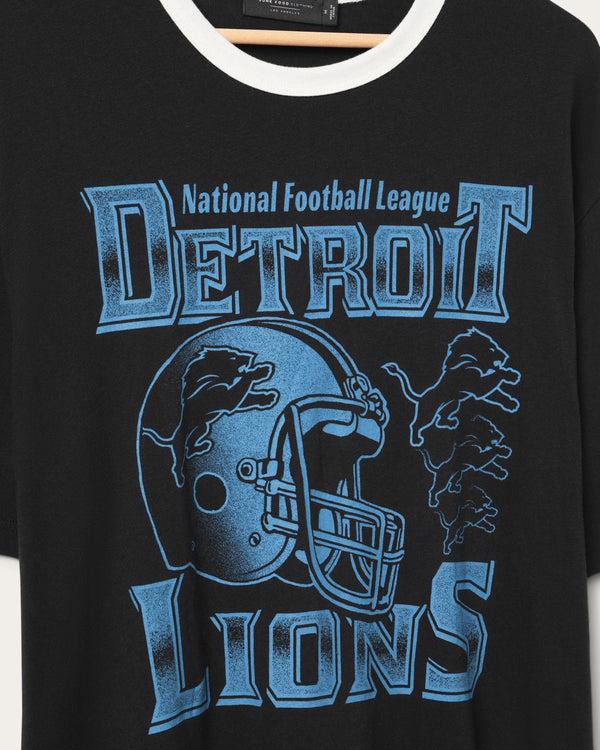 Junk Food Clothing Detroit Lions Oversized Ringer Tee Black