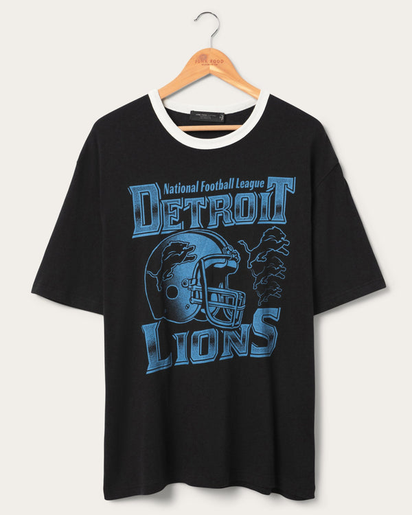 junk food clothing Detroit Lions Oversized Ringer Tee Black