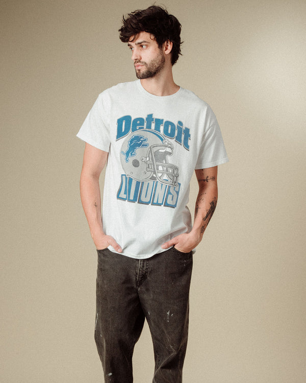 Junk Food Clothing Detroit Lions Throwback Helmet Flea Market Tee White