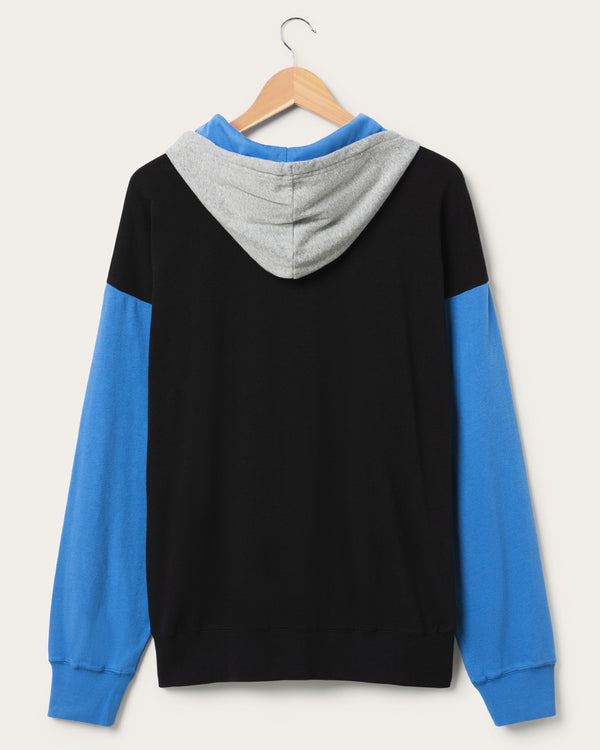 Junk Food Clothing Detroit Lions Tri Color Block Hoodie Midnight/Lions Blue/Heather Grey