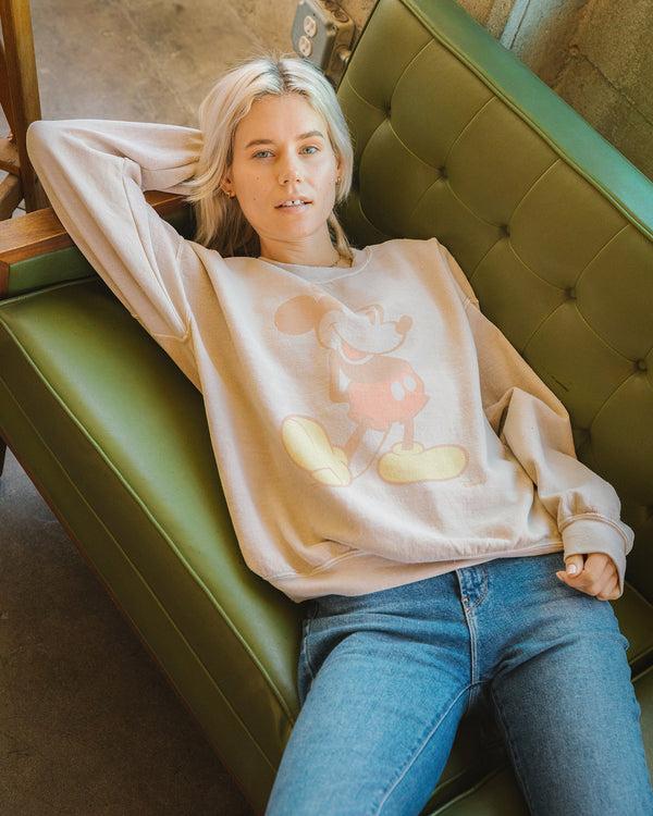 Junk Food Clothing Disney Mickey Mouse Faded Flea Market Fleece Camel