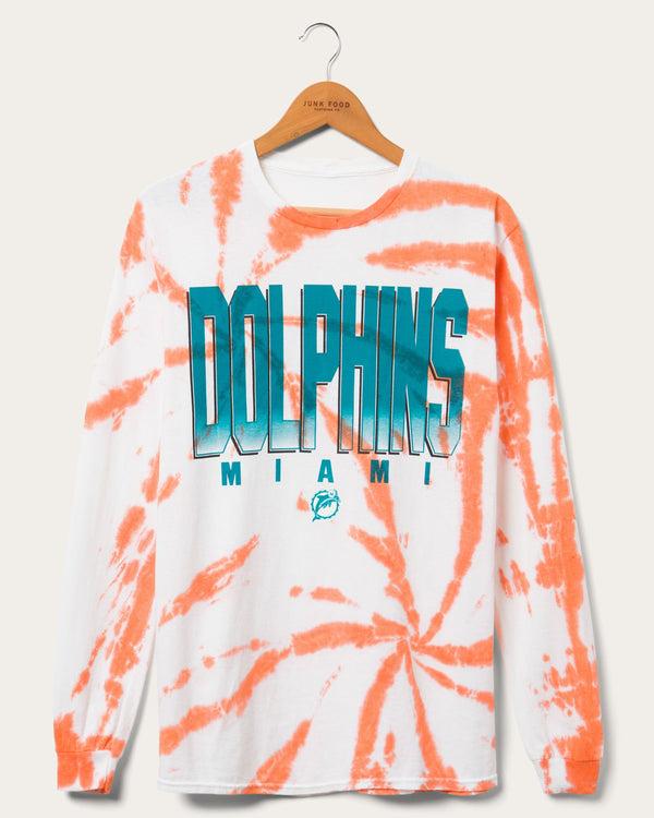 junk food clothing Dolphins Game Time Tie Dye Long Sleeve ORANGE TIE-DYE