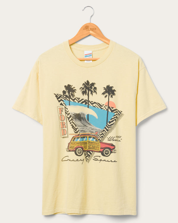 junk food clothing Ford 1951 Woodie Flea Market Tee Dusty Citron