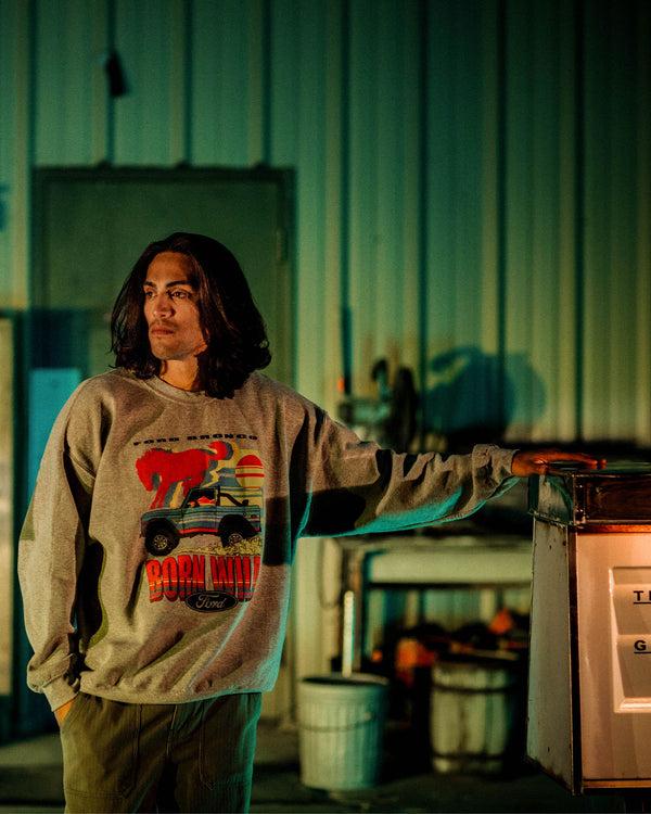 Junk Food Clothing Ford Bronco Born To Be Wild Flea Market Fleece Heather Grey