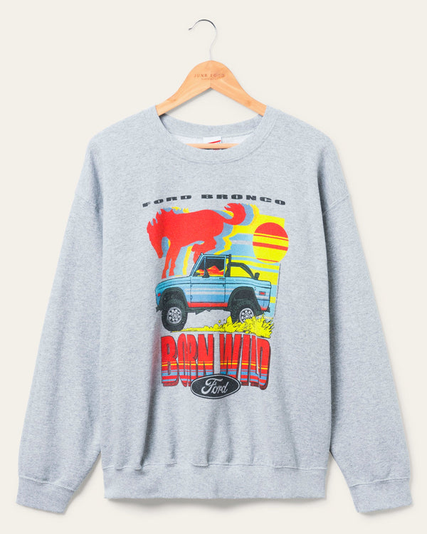 junk food clothing Ford Bronco Born to be Wild Flea Market Fleece Heather Grey
