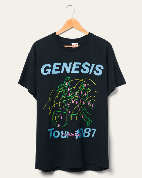 junk food clothing Genesis Invisible Touch Tour 1987 Flea Market Tee Black