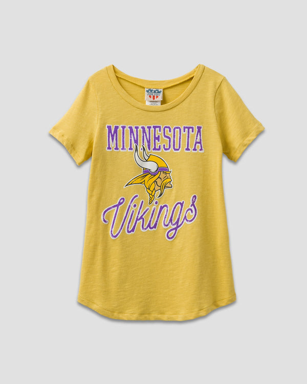 junk food clothing Girls Vikings Game Day Tee MUSTARD