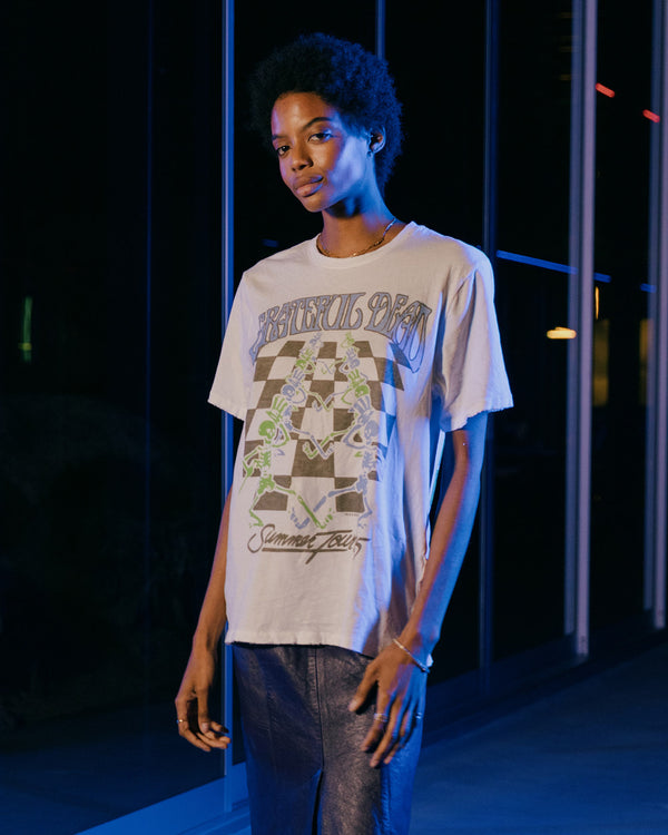 Junk Food Clothing Grateful Dead Checkers Vintage Tee Vintage White