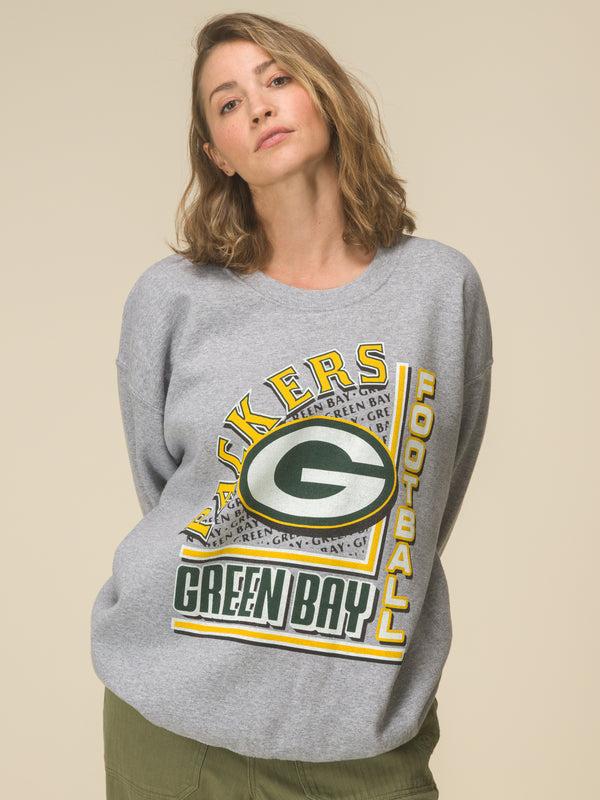 Junk Food Clothing Green Bay Packers Backfield Crew Fleece Heather Grey
