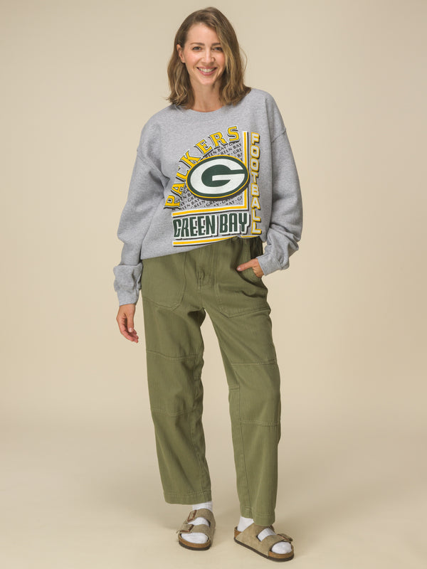 Junk Food Clothing Green Bay Packers Backfield Crew Fleece Heather Grey