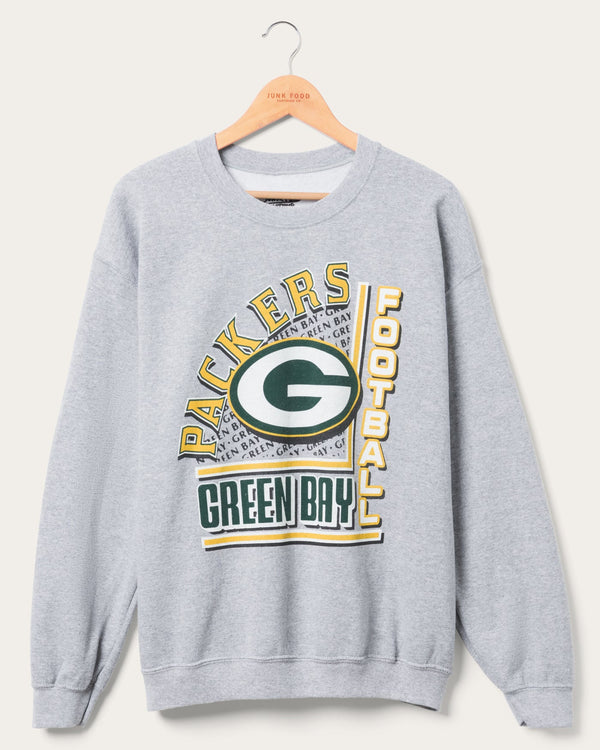junk food clothing Green Bay Packers Backfield Crew Fleece Heather Grey