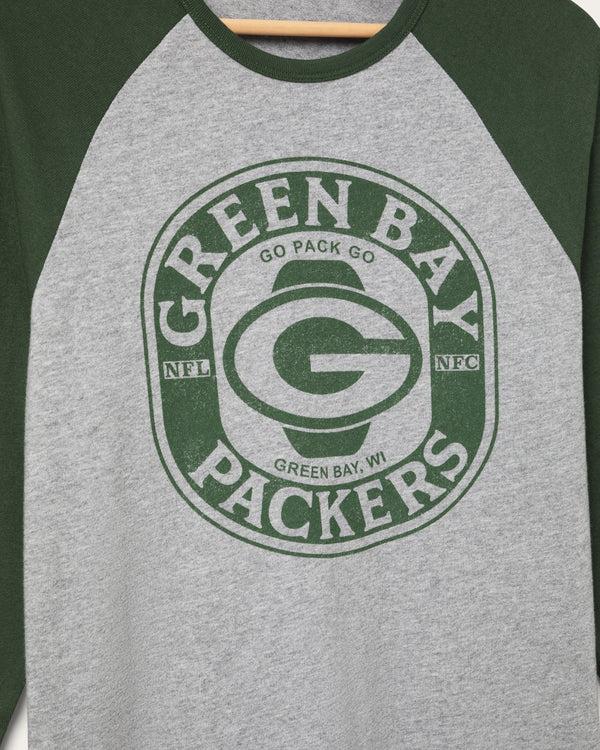 Junk Food Clothing Green Bay Packers Elite Raglan Heather Grey/Hunter