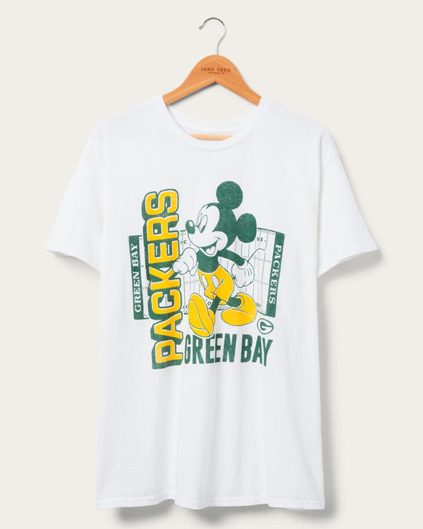 junk food clothing Green Bay Packers Mickey Field Tee White