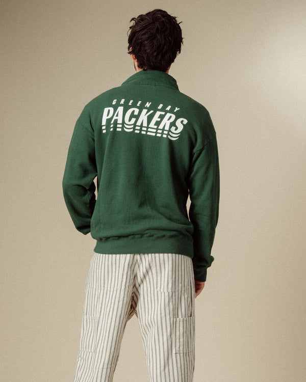 Junk Food Clothing Green Bay Packers Mock 1/4 Button Up Hunter