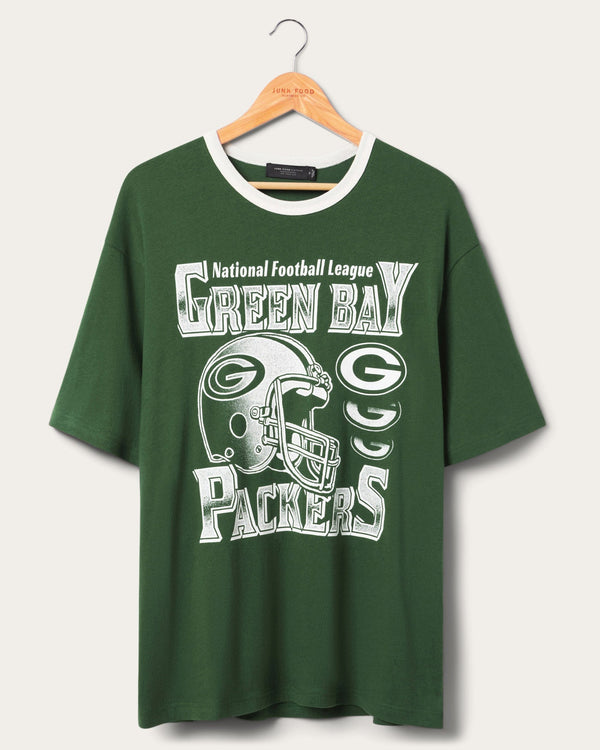 junk food clothing Green Bay Packers Oversized Ringer Tee Hunter