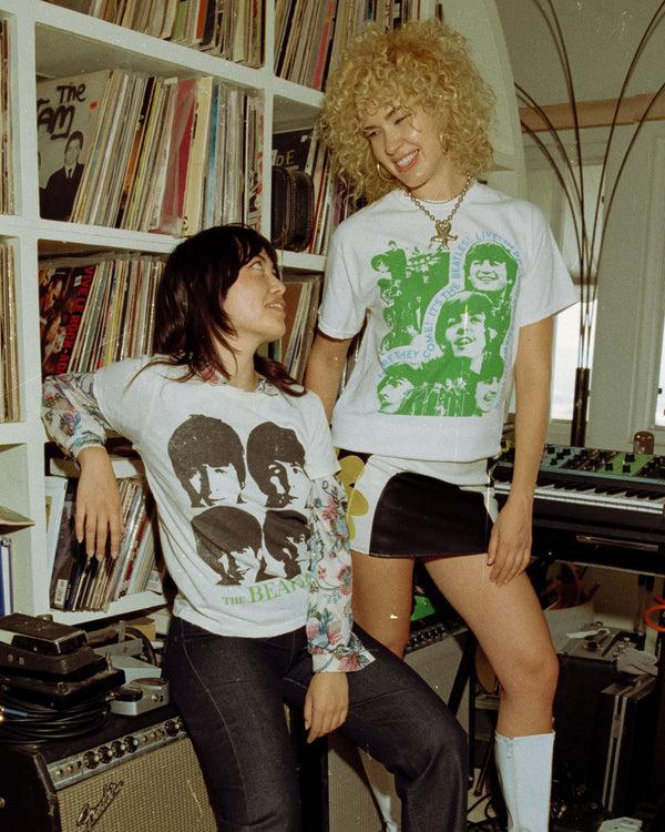 Junk Food Clothing Here Comes The Beatles Collage Flea Market Tee White