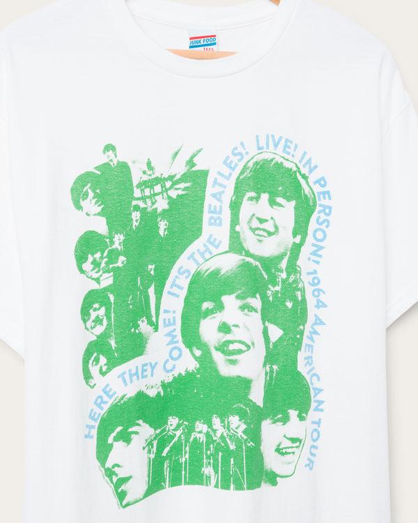Junk Food Clothing Here Comes The Beatles Collage Flea Market Tee White