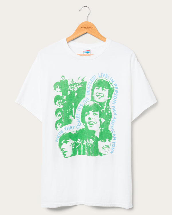 junk food clothing Here Comes The Beatles Collage Flea Market Tee White