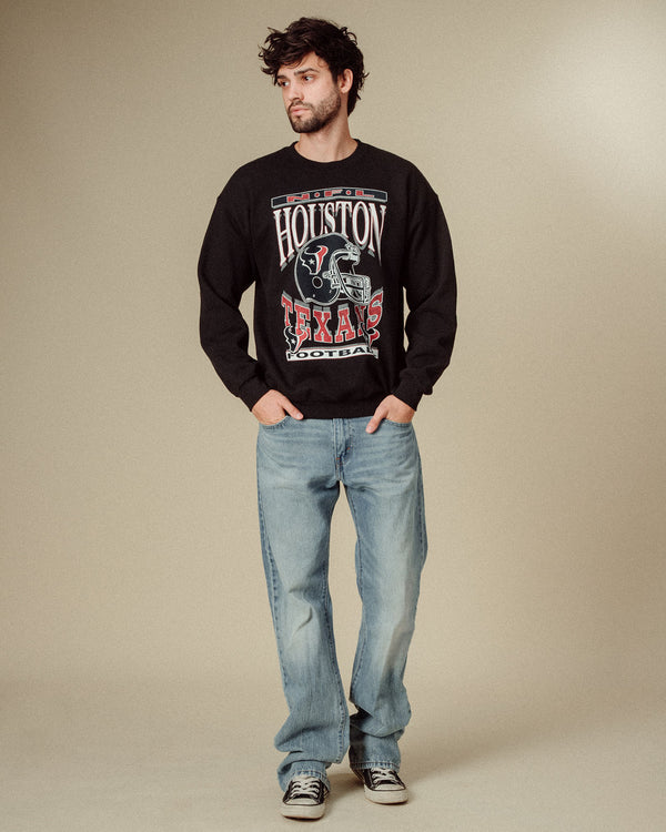 Junk Food Clothing Houston Texans Helmet Flea Market Crew Fleece Black