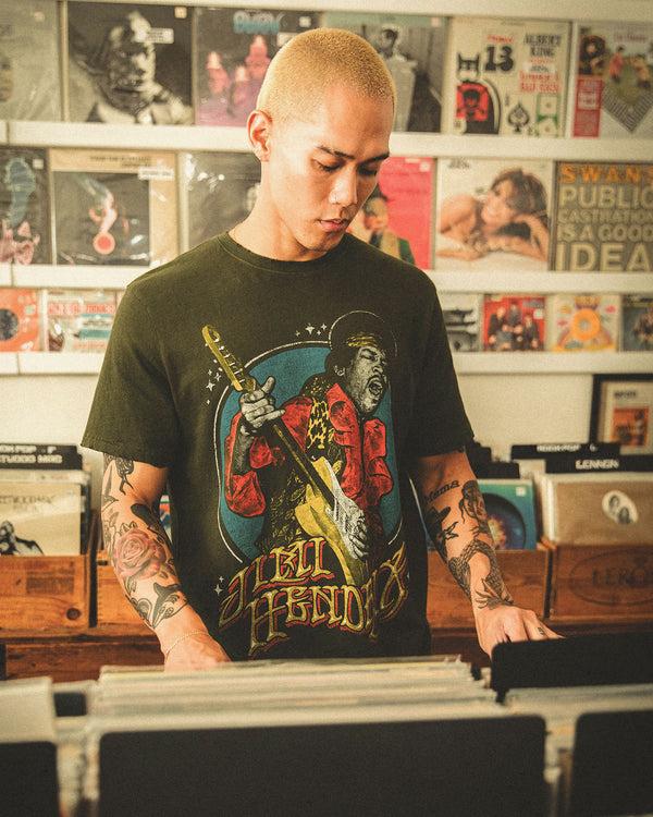 Junk Food Clothing Jimi Hendrix Vintage Tee Kombu Green