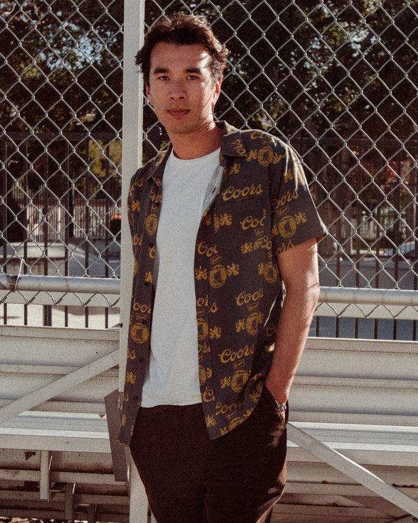 Junk Food Clothing Coors Banquet Woven Shirt Black