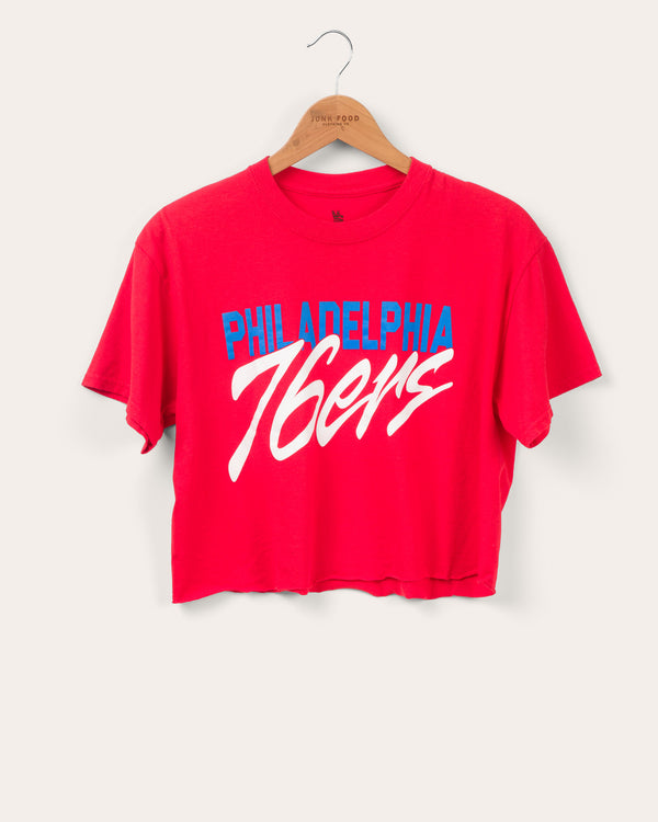 junk food clothing Women's 76ers Cropped Tee Red