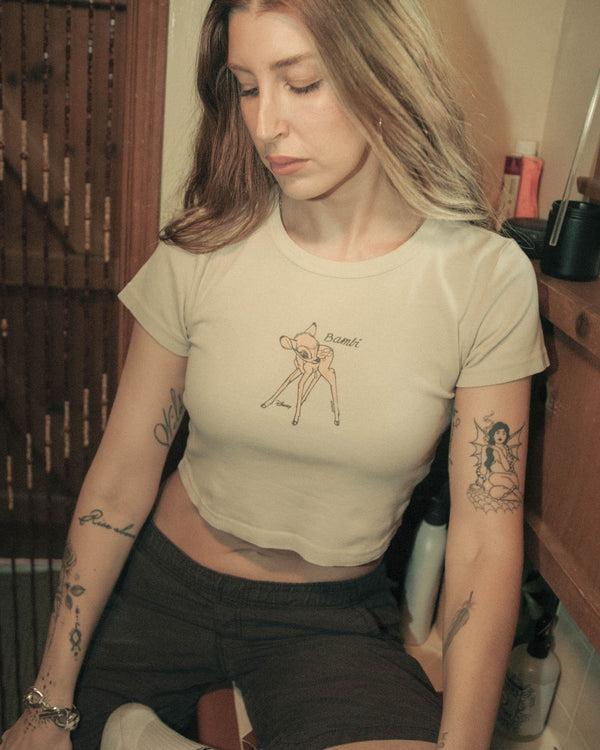 Junk Food Clothing Women's Bambi Baby Tee Camel