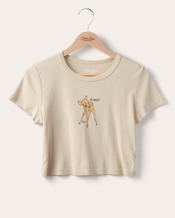 junk food clothing Women's Bambi Baby Tee Camel