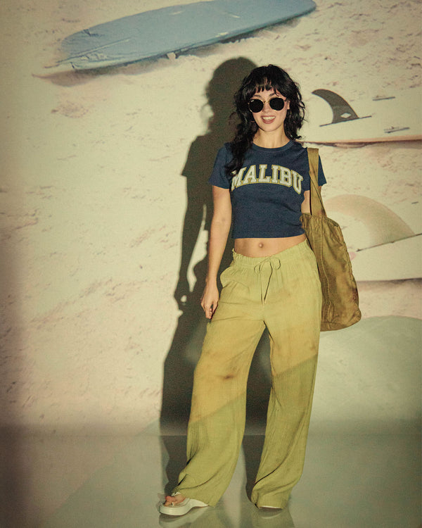 Junk Food Clothing Women's Malibu Baby Tee Navy