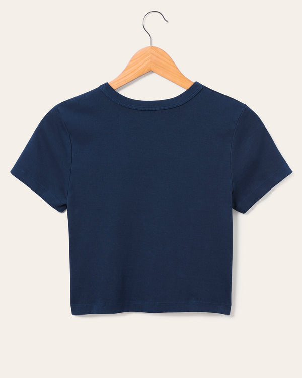 Junk Food Clothing Women's Malibu Baby Tee Navy
