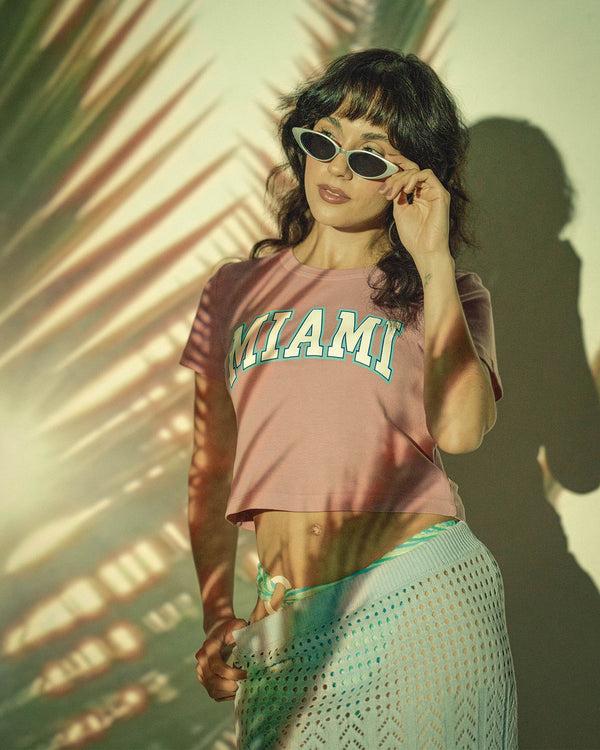 Junk Food Clothing Women's Miami Baby Tee Lilas