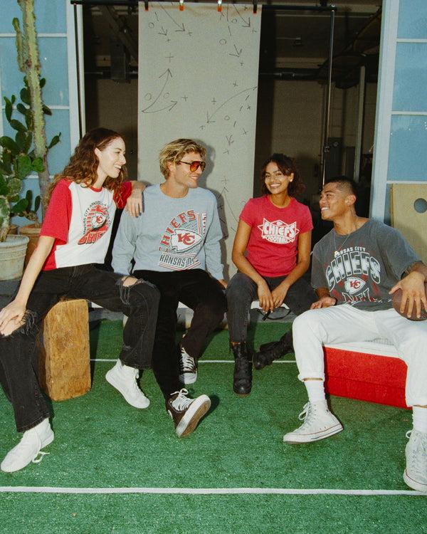 Junk Food Clothing Kansas City Chiefs Backfield Crew Fleece Heather Grey