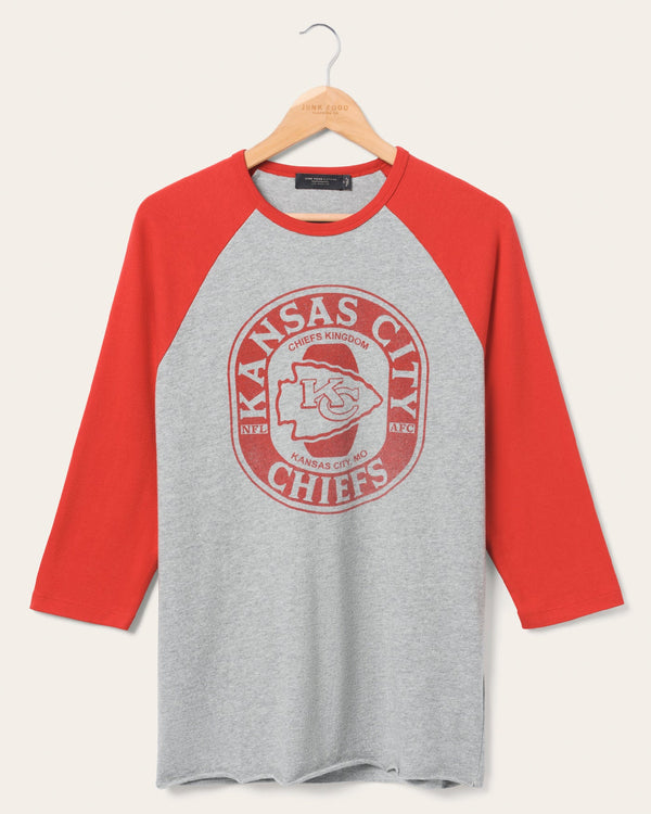 junk food clothing Kansas City Chiefs Elite Raglan Heather Grey/Licorice