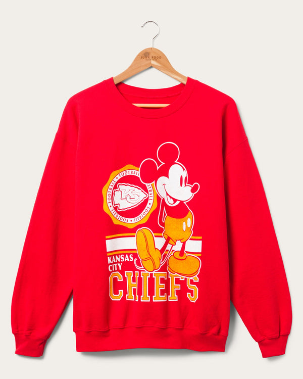 junk food clothing Kansas City Chiefs Mickey Crew Fleece Red