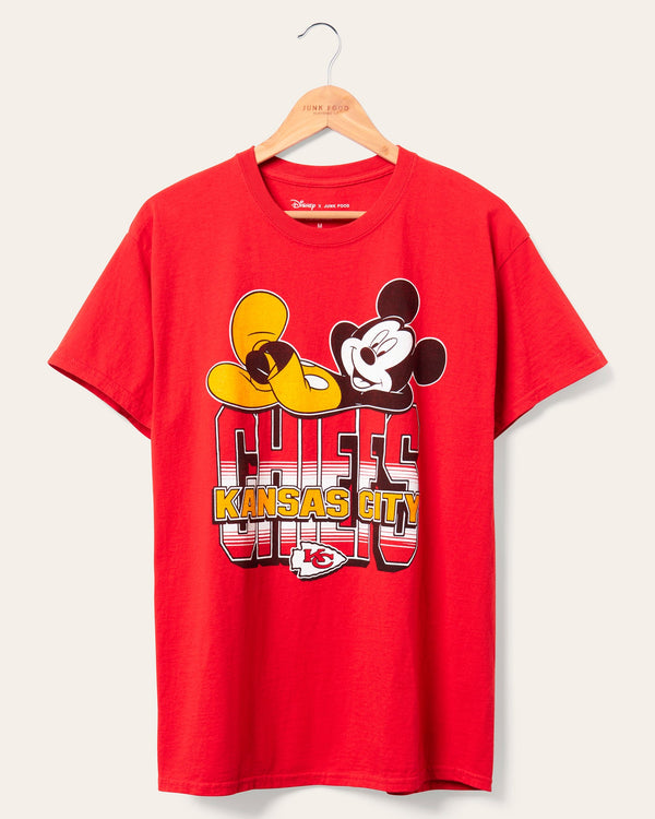 junk food clothing Kansas City Chiefs Mickey Kick Back Tee Red