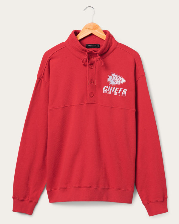 junk food clothing Kansas City Chiefs Mock 1/4 Button Up Licorice