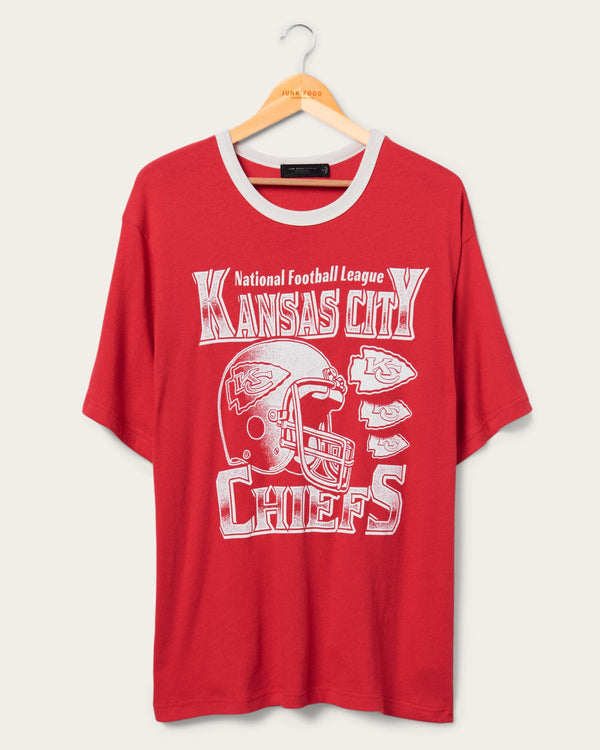 junk food clothing Kansas City Chiefs Oversized Ringer Tee Licorice