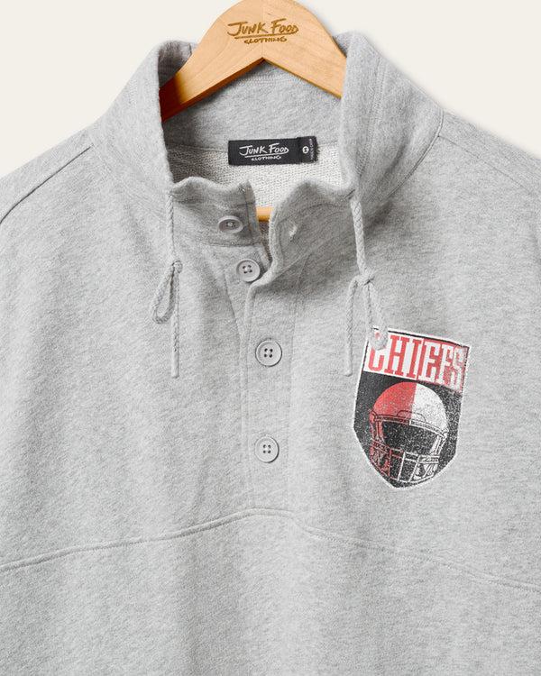 Junk Food Clothing Kansas City Chiefs Slant 1/4 Button Up Fleece