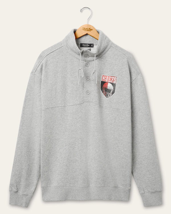 junk food clothing Kansas City Chiefs Slant 1/4 Button Up Fleece