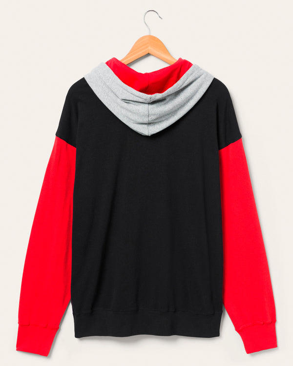 Junk Food Clothing Kansas City Chiefs Tri Color Block Hoodie Midnight/Licorice/Heather Grey