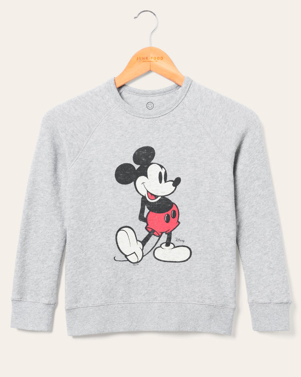 junk food clothing Kids Classic Mickey Raglan Fleece Heather Grey