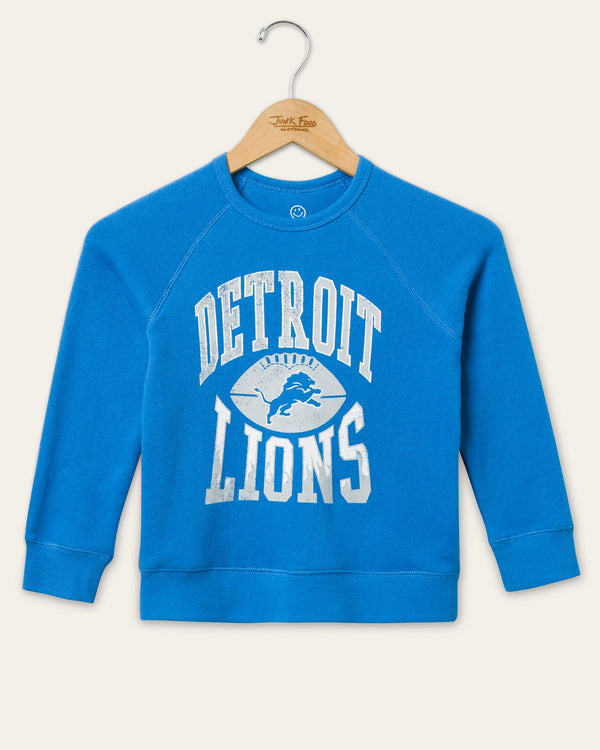 junk food clothing Kids Detroit Lions Hot Route Raglan Fleece Lions Blue