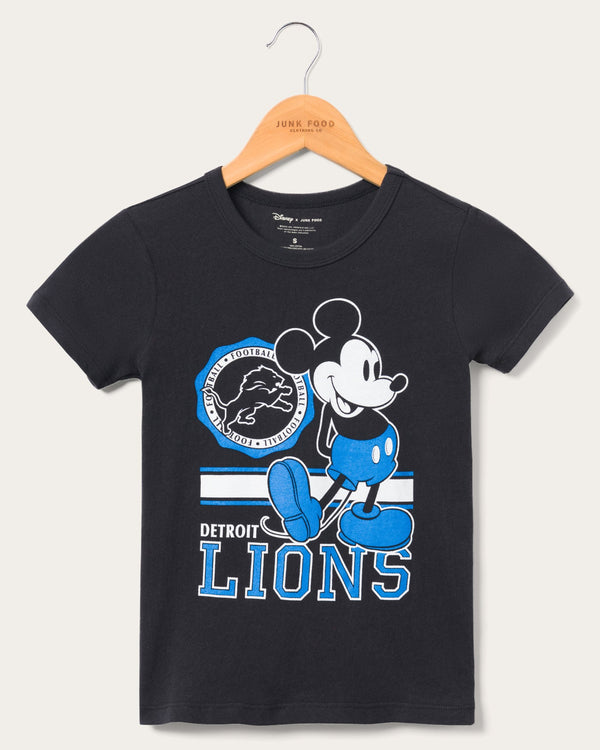 junk food clothing Kids Detroit Lions Mickey Crest Tee Black