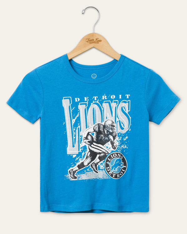 junk food clothing Kids Detroit Lions Rushing Tee Lions Blue